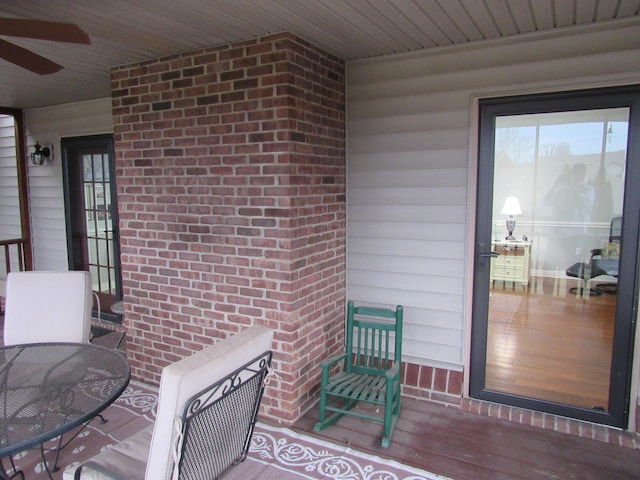 view of patio with ceiling fan