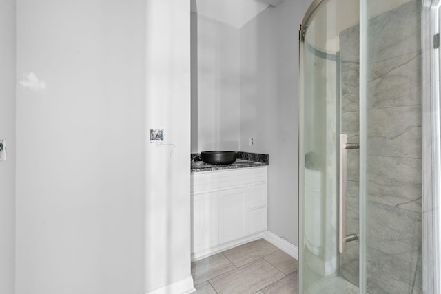 1000 Indian Trl, Lawrenceburg, KY 40342 - bathroom featuring tile patterned floors, a stall shower, and vanity