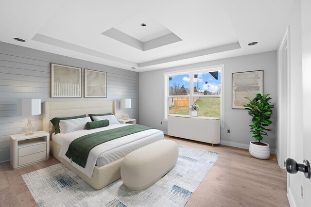 1000 Indian Trl, Lawrenceburg, KY 40342 - bedroom with baseboards, a raised ceiling, and light wood-style flooring