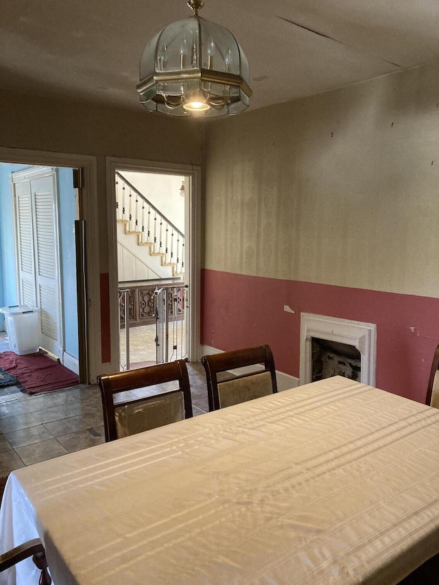 dining area with stairway