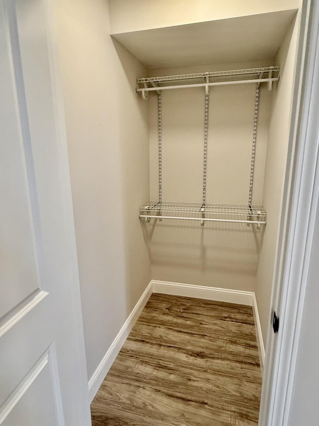 spacious closet with wood finished floors