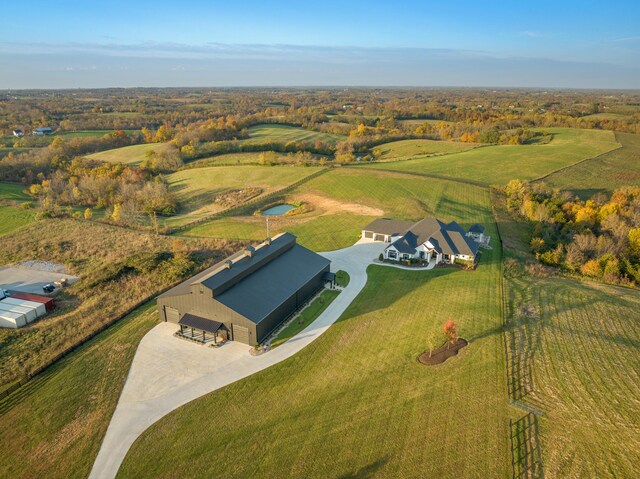 aerial view featuring a rural view