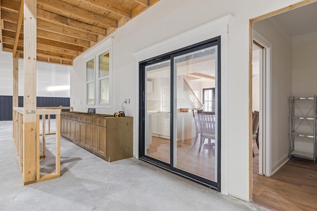 interior space featuring concrete floors