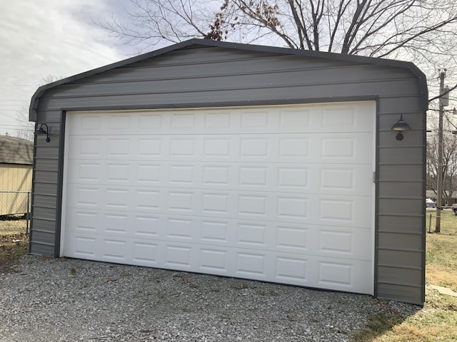 view of detached garage