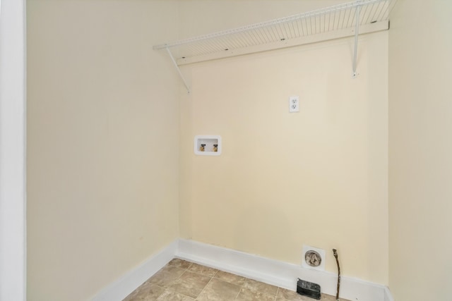 laundry room featuring laundry area, hookup for a washing machine, baseboards, and electric dryer hookup