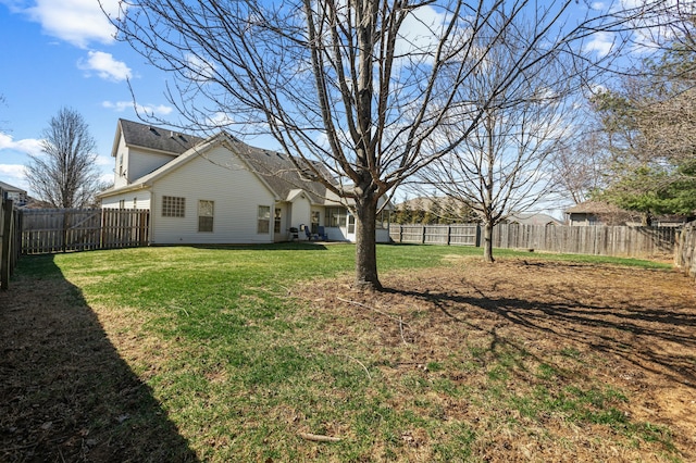 view of yard with a fenced backyard