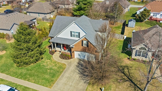 bird's eye view featuring a residential view