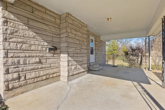 view of patio featuring fence and entry steps