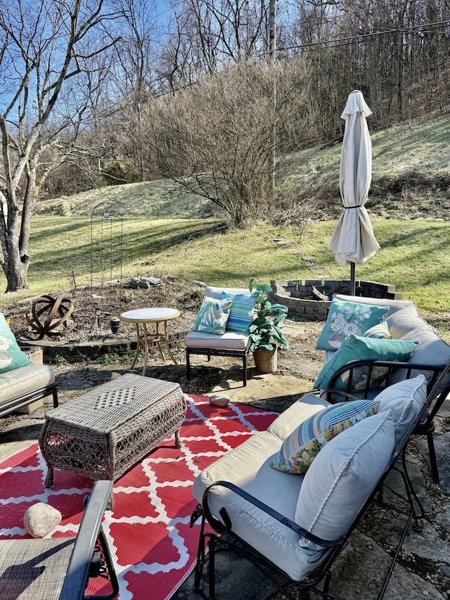 view of patio / terrace with an outdoor hangout area