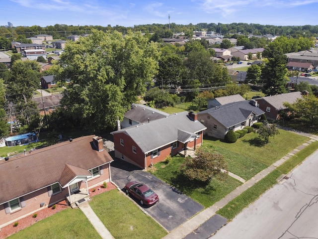 birds eye view of property with a residential view