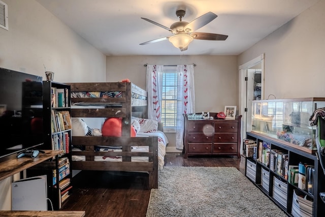 1204 Meadow Brook Dr, Lawrenceburg, KY 40342 - bedroom with visible vents, a ceiling fan, and wood finished floors