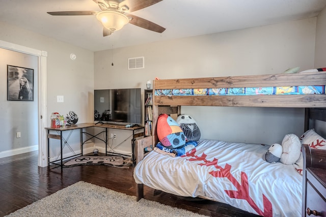 1204 Meadow Brook Dr, Lawrenceburg, KY 40342 - bedroom with a ceiling fan, wood finished floors, visible vents, and baseboards