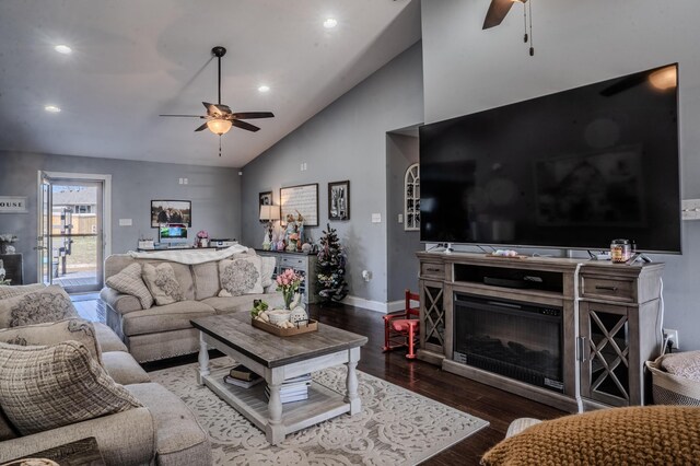 1204 Meadow Brook Dr, Lawrenceburg, KY 40342 - living room featuring a fireplace, baseboards, a ceiling fan, and wood finished floors