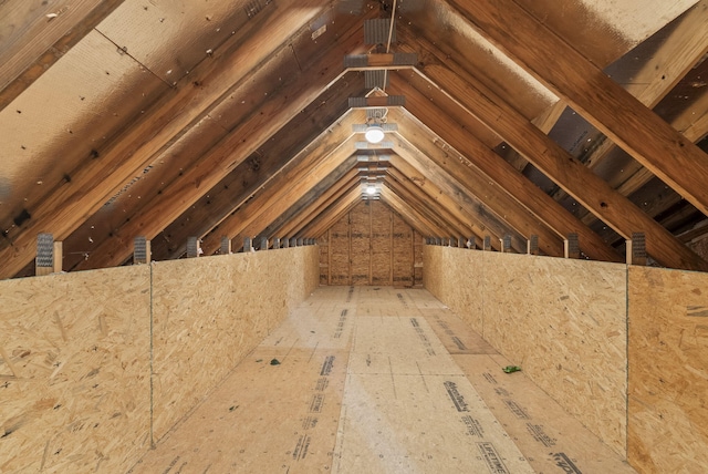 view of unfinished attic