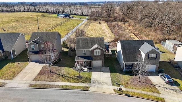 aerial view with a rural view