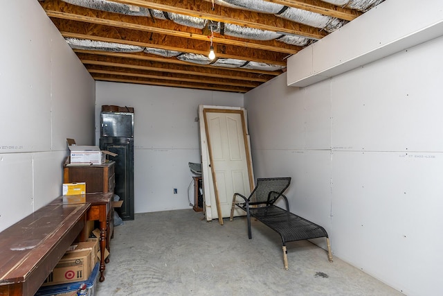 view of unfinished basement