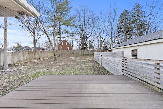 wooden terrace featuring a fenced backyard