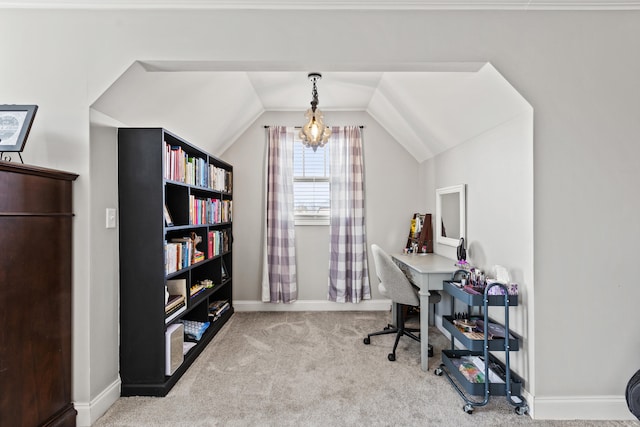 161 Tuscany Way, Richmond, KY 40475 - office space featuring carpet flooring, vaulted ceiling, and baseboards
