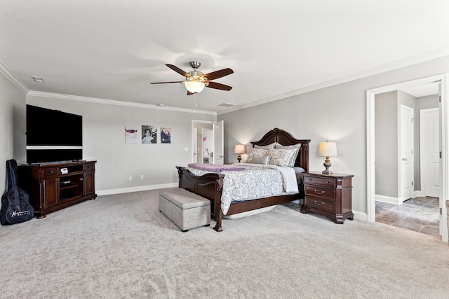 161 Tuscany Way, Richmond, KY 40475 - bedroom with carpet floors, crown molding, baseboards, and ceiling fan