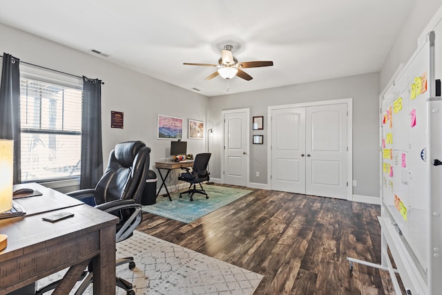 161 Tuscany Way, Richmond, KY 40475 - office featuring wood finished floors, ceiling fan, and baseboards