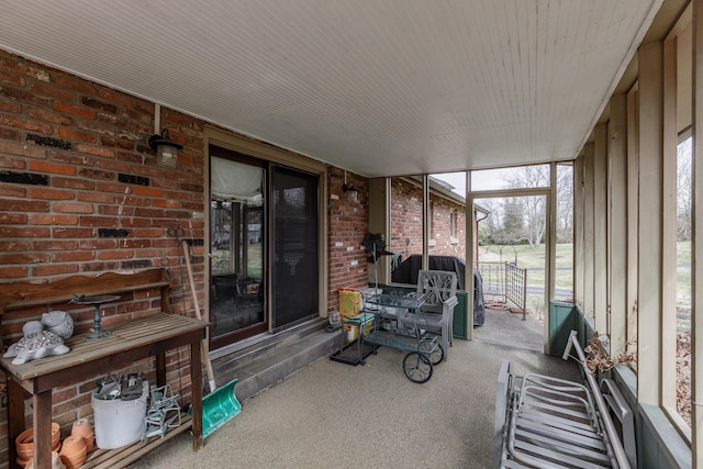 view of unfurnished sunroom