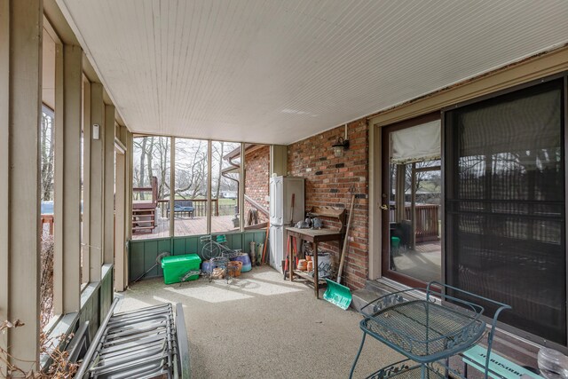 view of unfurnished sunroom