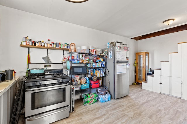 kitchen with appliances with stainless steel finishes