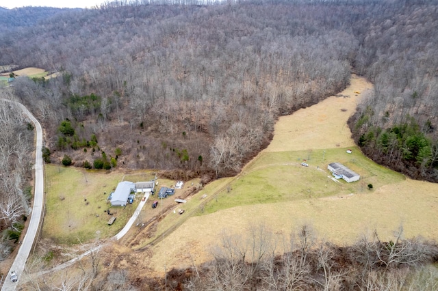 bird's eye view with a forest view