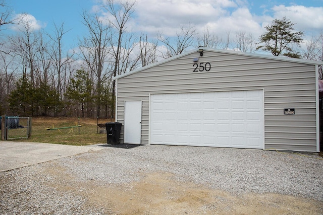 view of detached garage