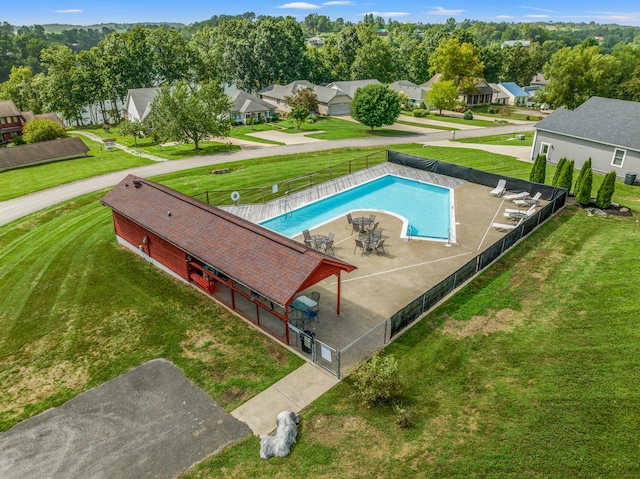 drone / aerial view featuring a residential view