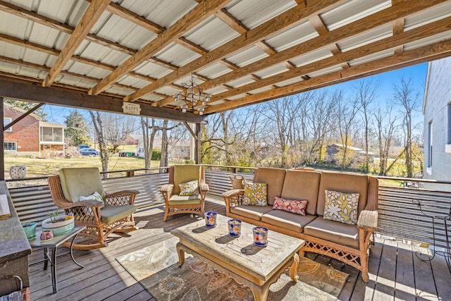 wooden deck with an outdoor hangout area