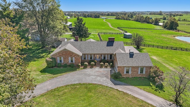 aerial view with a rural view