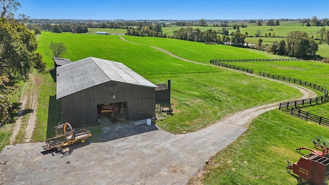 drone / aerial view featuring a rural view