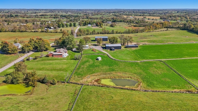 aerial view featuring a rural view