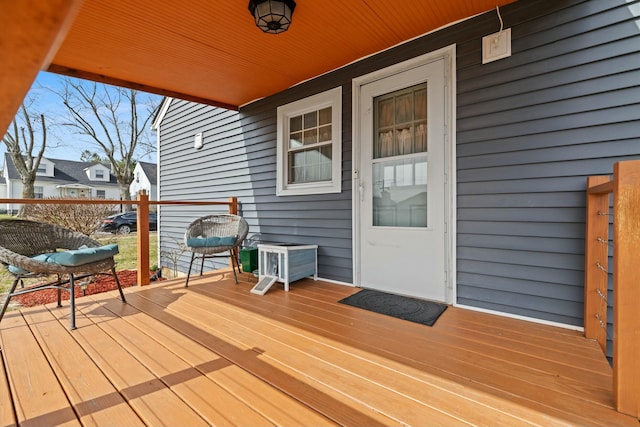 deck with a residential view