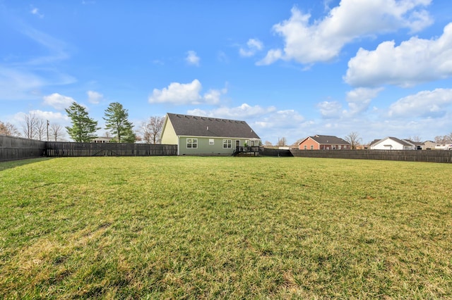 view of yard featuring a fenced backyard