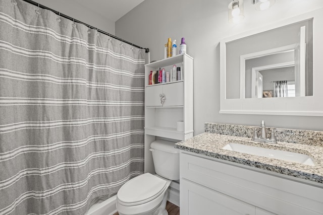 full bathroom with toilet and vanity