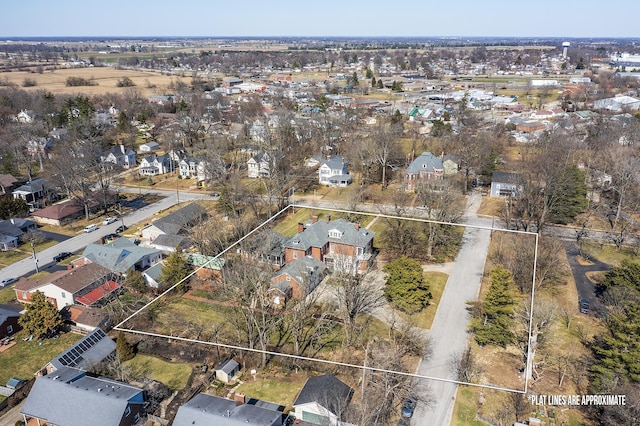 drone / aerial view with a residential view