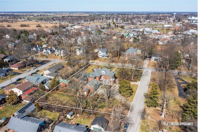 aerial view with a residential view