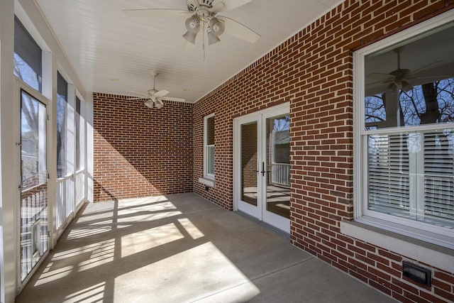 view of patio / terrace featuring french doors and a ceiling fan