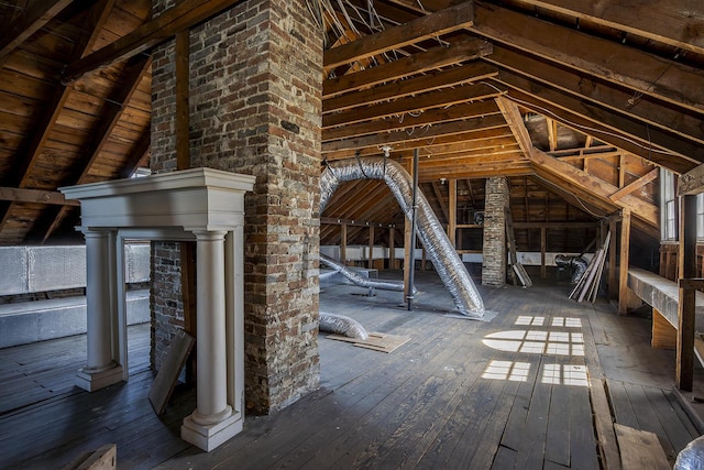 view of unfinished attic