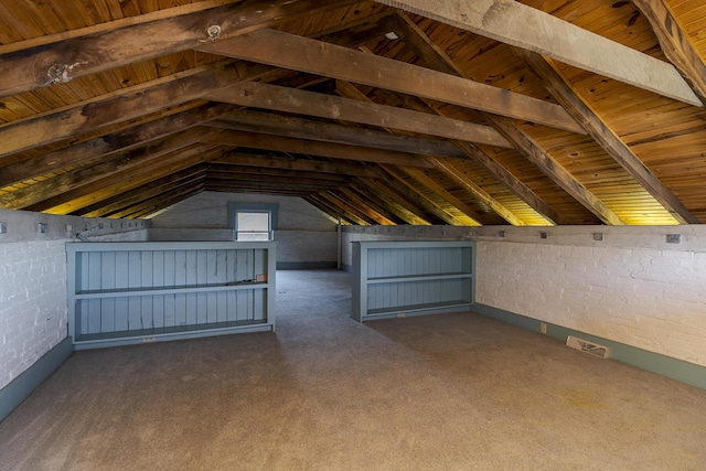 view of unfinished attic