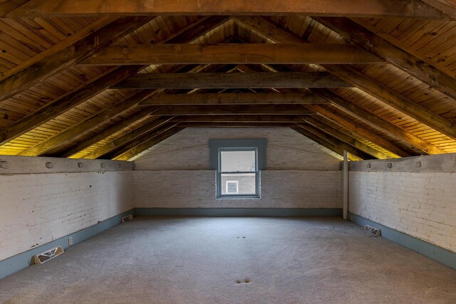 view of unfinished attic