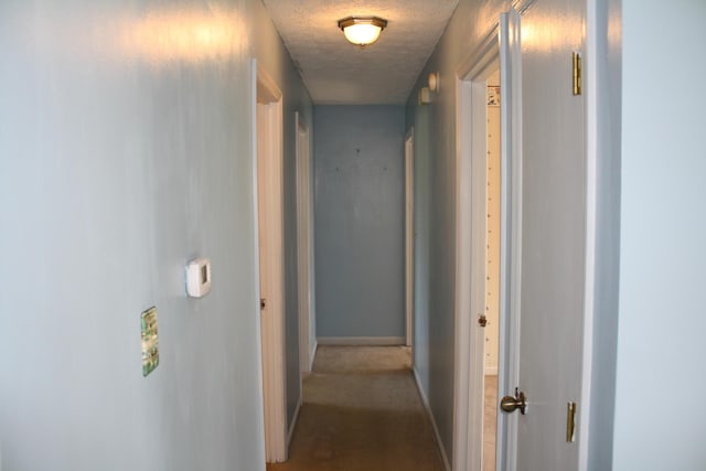 hallway featuring baseboards and a textured ceiling