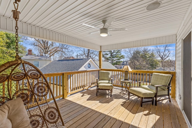 deck with a ceiling fan