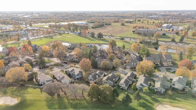 birds eye view of property featuring a residential view and view of golf course