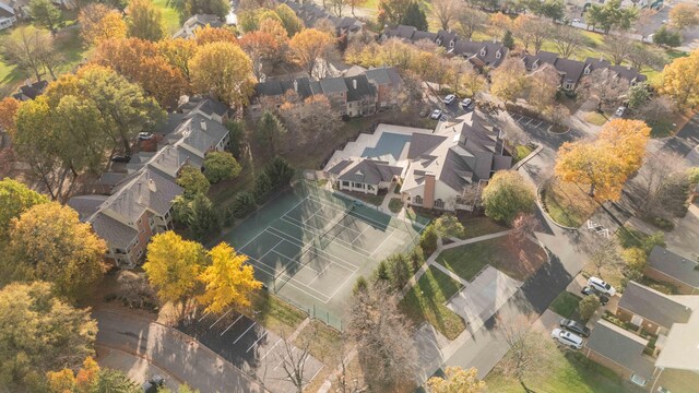 drone / aerial view featuring a residential view and golf course view