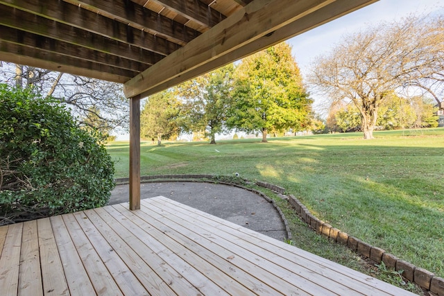 deck featuring a yard