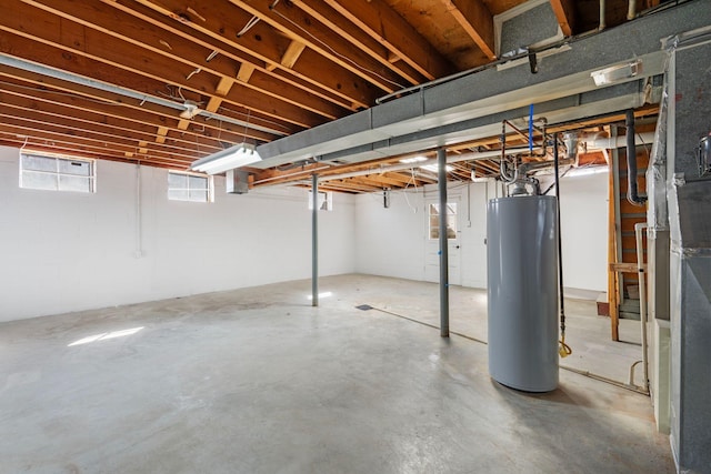 basement featuring water heater