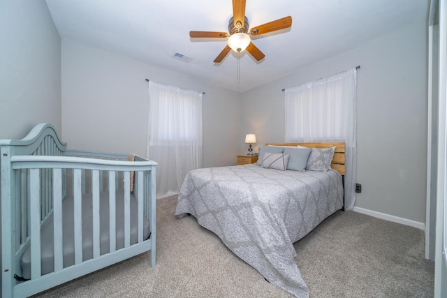285 Hill Rd, Somerset, KY 42501 - bedroom with visible vents, ceiling fan, baseboards, and carpet floors
